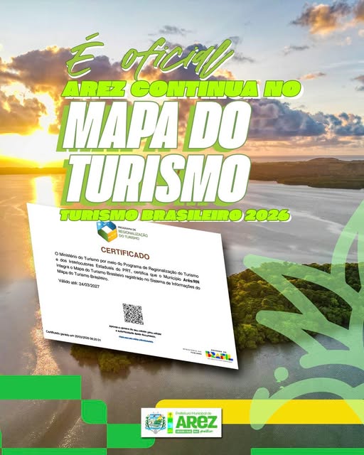 AREZ SEGUE NO MAPA DO TURISMO! 
