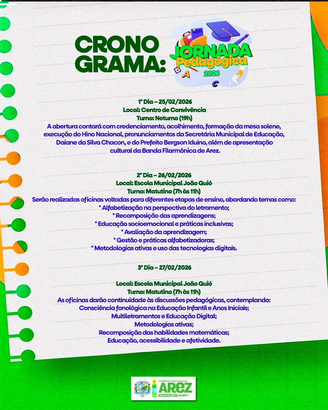 A Jornada Pedagógica 2026 reafirma o compromisso da gestão municipal com a valorização dos profissionais da….