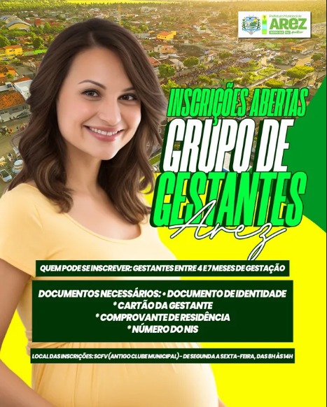 📢 Inscrições abertas para o Grupo de Gestantes em Arez! 🤰💙