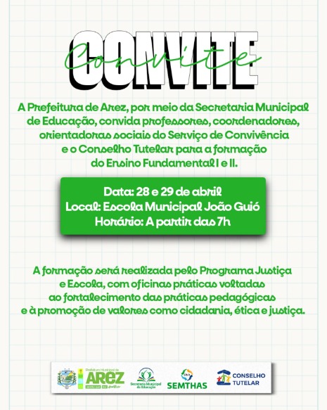 CONVITE!!! formação do Ensino Fundamental I e II.