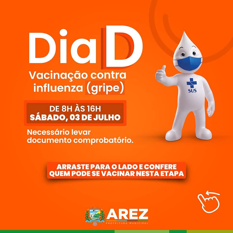 Leia mais sobre o artigo A Prefeitura de Arez, através da secretaria de saúde, realizará o dia “D” de vacinação contra a influenza.