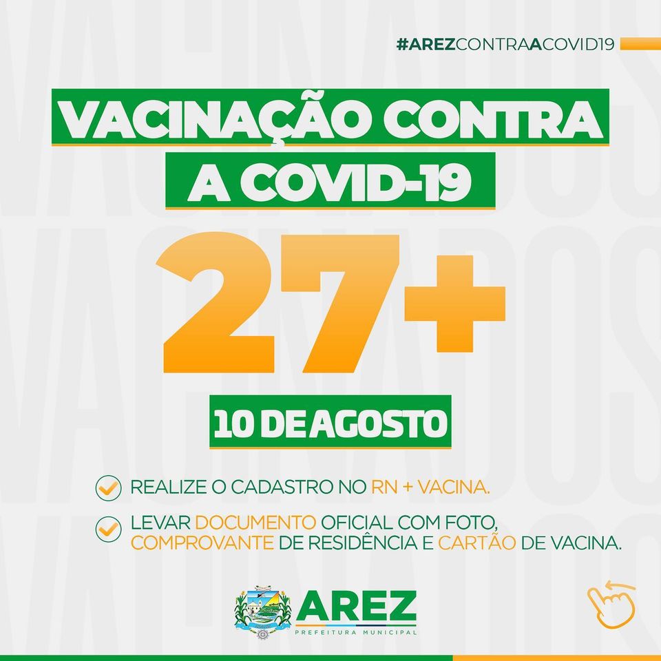 Leia mais sobre o artigo Covid-19: Amanhã (10/08) é dia das pessoas com 27 anos ou mais se imunizarem.