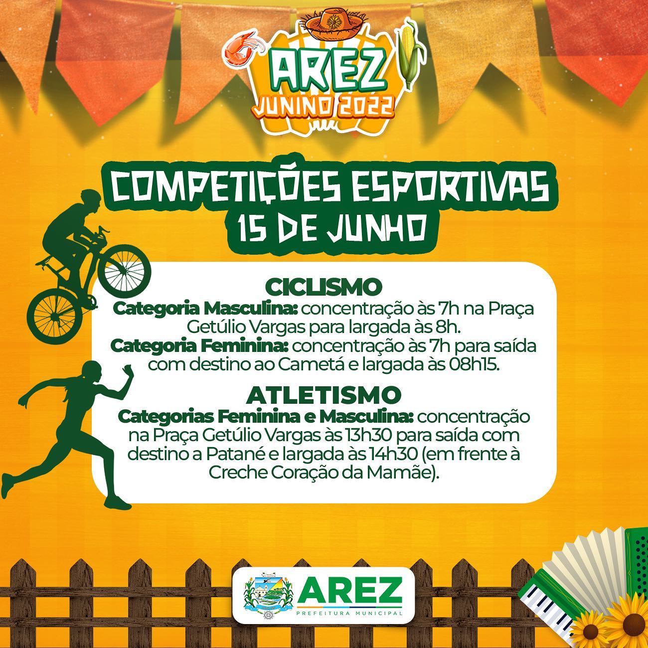 Leia mais sobre o artigo AREZ JUNINO – COMPETIÇÕES ESPORTIVAS: 15 DE JUNHO CICLISMO