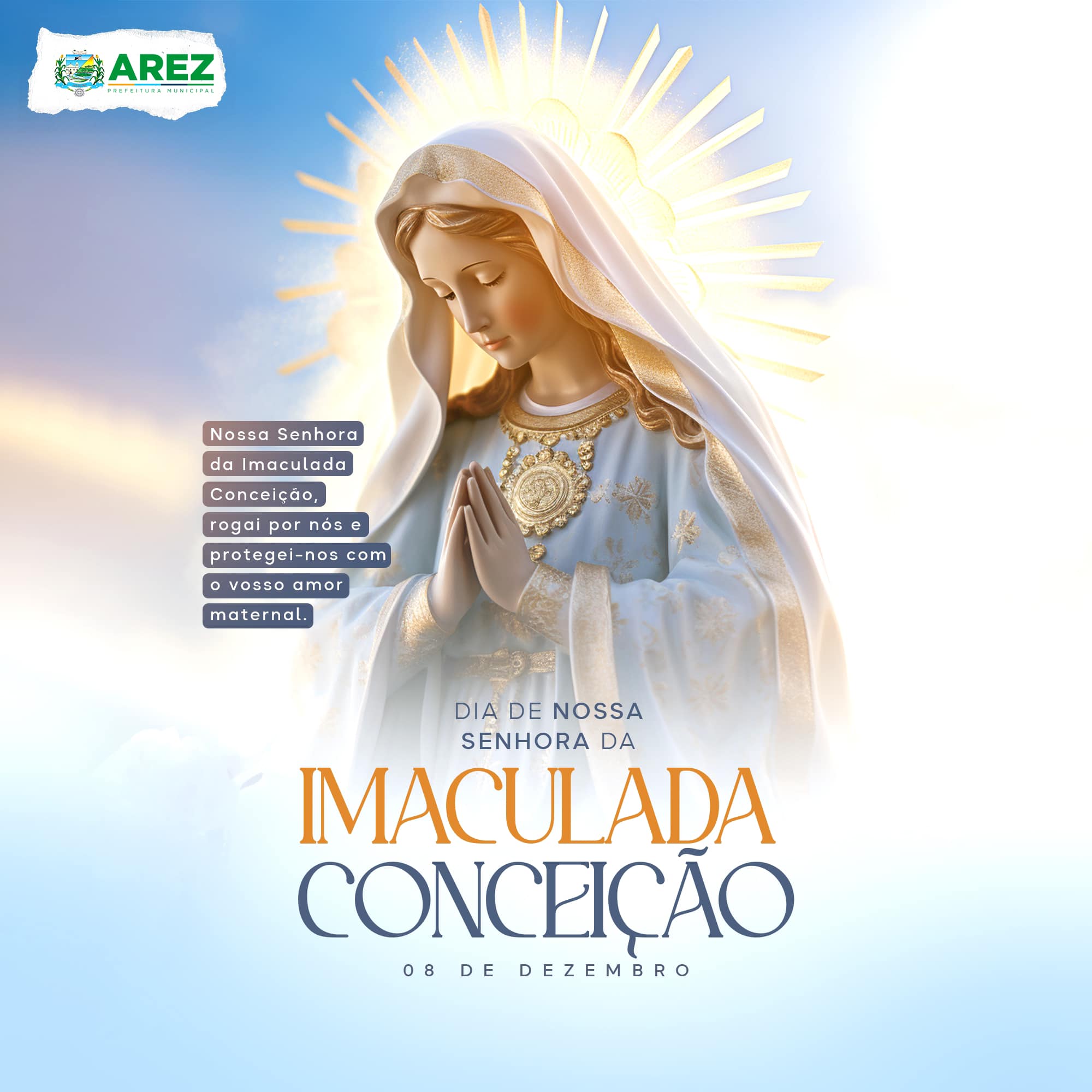 Leia mais sobre o artigo Celebramos hoje, 08 de dezembro, o Dia de Nossa Senhora da Imaculada Conceição, Co-padroeira da nossa cidade.