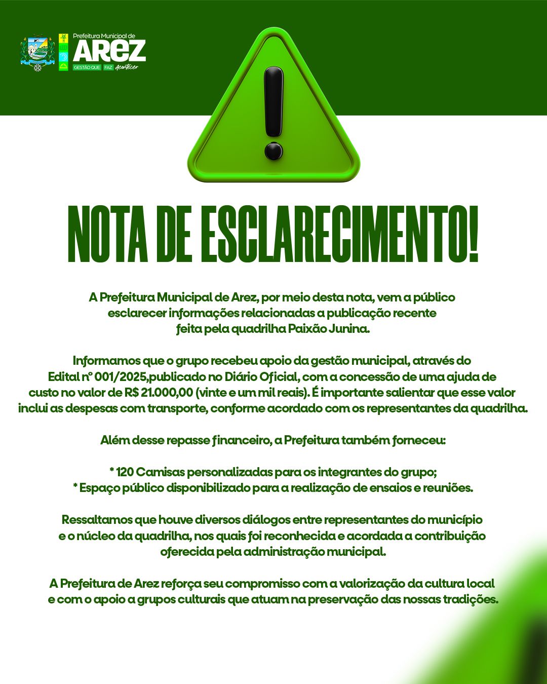 Leia mais sobre o artigo NOTA DE ESCLARECIMENTO!