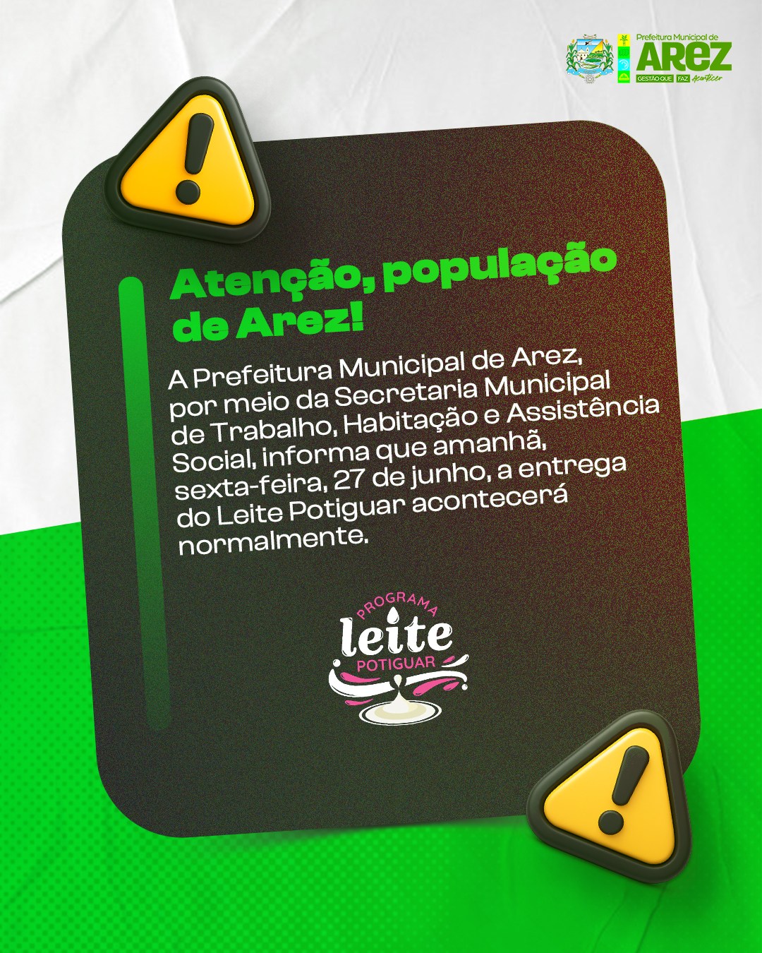 Leia mais sobre o artigo A Prefeitura Municipal de Arez, por meio da Secretaria Municipal de Trabalho, Habitação e Assistência Social,
